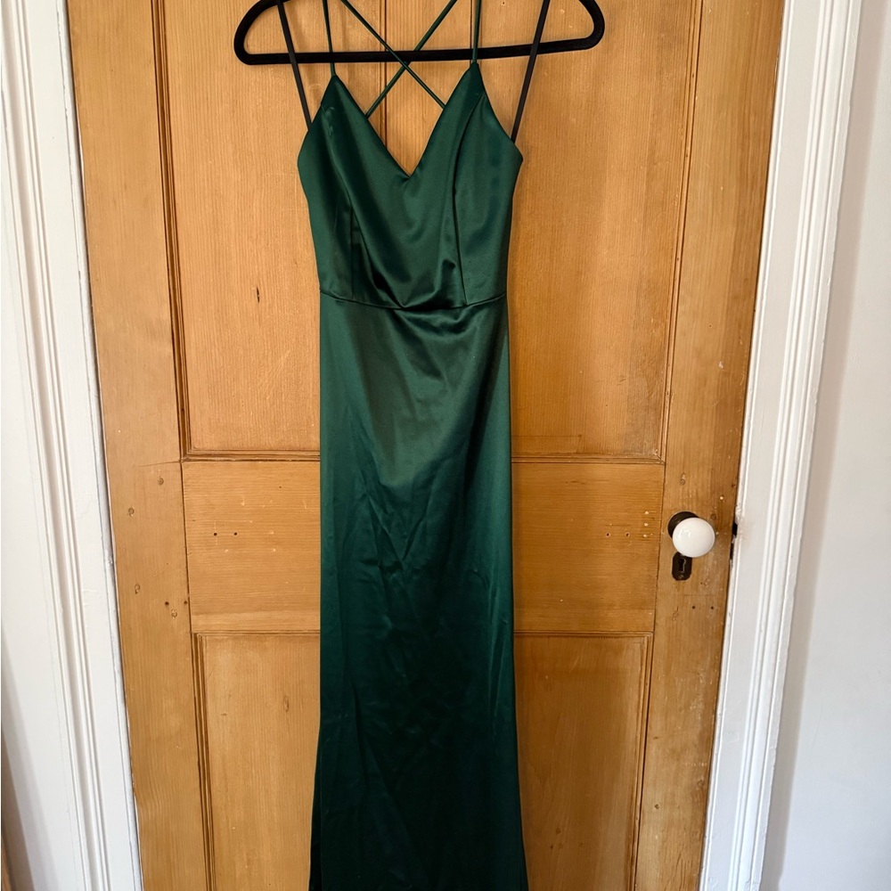 Hunter Emerald Green Satin Maxi Slip Dress
